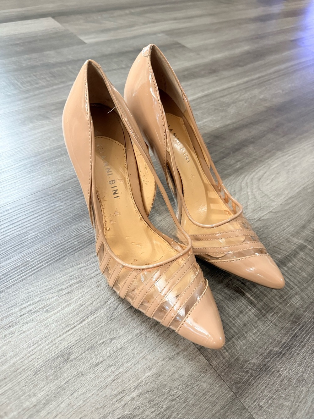Gianni Bini Blush Patent Pointed-Toe Strappy Pumps